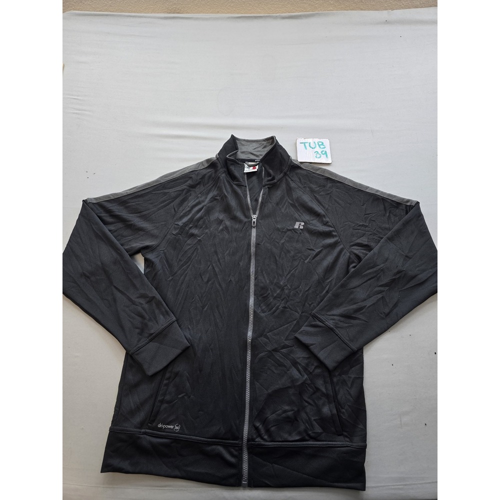 Russell Mens Dri-Power 360 Full Zip Track Jacket Black Gray Size Small RN 70892